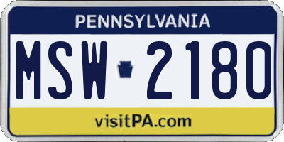 PA license plate MSW2180