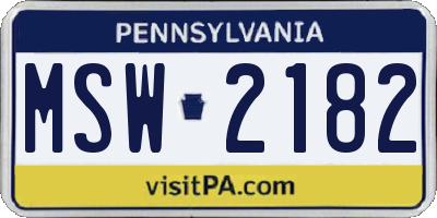 PA license plate MSW2182