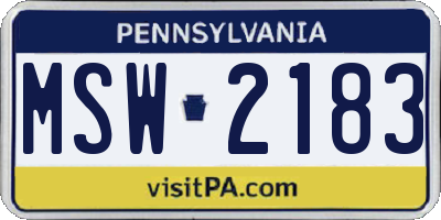 PA license plate MSW2183