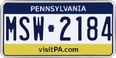 PA license plate MSW2184