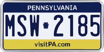 PA license plate MSW2185