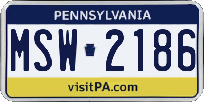 PA license plate MSW2186