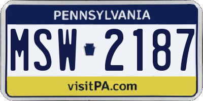PA license plate MSW2187