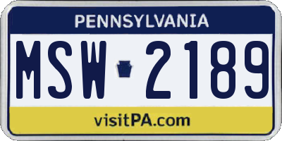PA license plate MSW2189