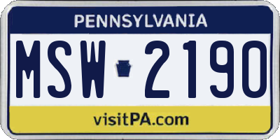 PA license plate MSW2190