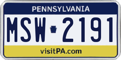 PA license plate MSW2191