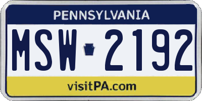PA license plate MSW2192