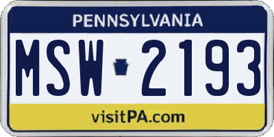 PA license plate MSW2193
