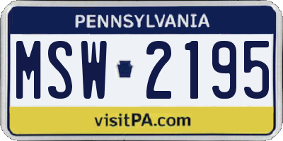 PA license plate MSW2195