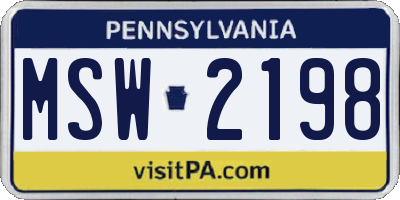 PA license plate MSW2198
