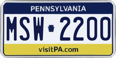 PA license plate MSW2200
