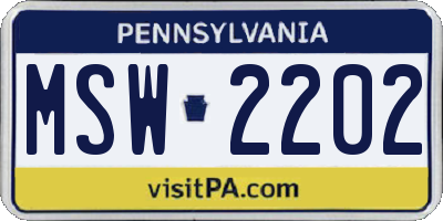 PA license plate MSW2202