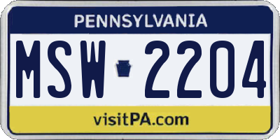 PA license plate MSW2204