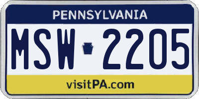 PA license plate MSW2205