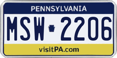 PA license plate MSW2206