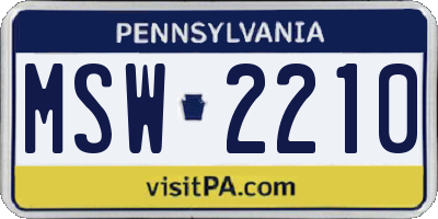 PA license plate MSW2210