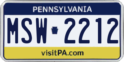 PA license plate MSW2212