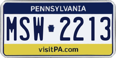 PA license plate MSW2213