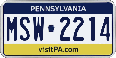 PA license plate MSW2214