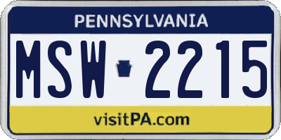 PA license plate MSW2215
