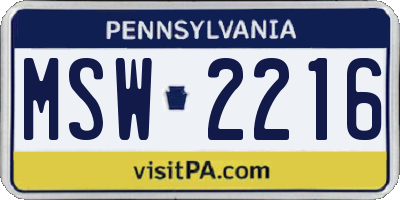 PA license plate MSW2216