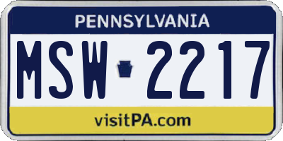 PA license plate MSW2217