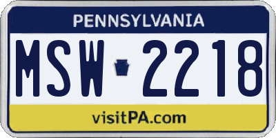 PA license plate MSW2218