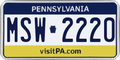 PA license plate MSW2220