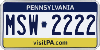PA license plate MSW2222