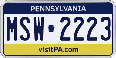 PA license plate MSW2223