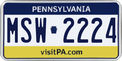 PA license plate MSW2224