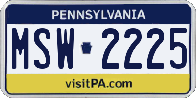 PA license plate MSW2225