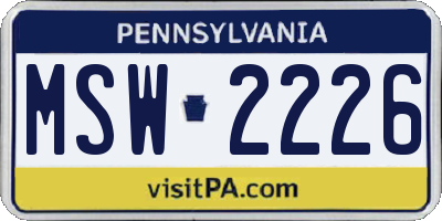 PA license plate MSW2226