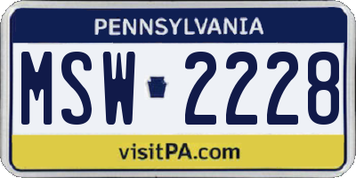 PA license plate MSW2228