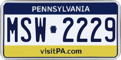 PA license plate MSW2229