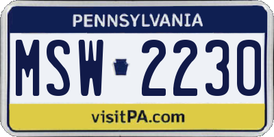 PA license plate MSW2230