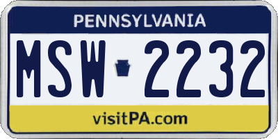 PA license plate MSW2232