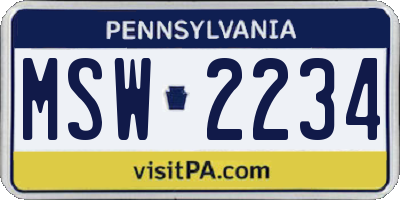 PA license plate MSW2234