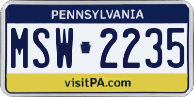 PA license plate MSW2235