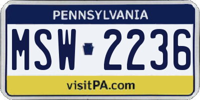PA license plate MSW2236