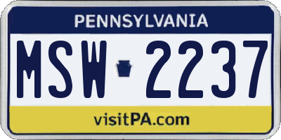 PA license plate MSW2237