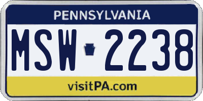 PA license plate MSW2238
