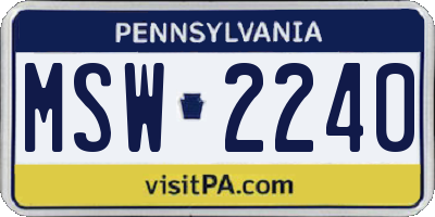 PA license plate MSW2240