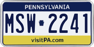 PA license plate MSW2241