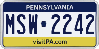 PA license plate MSW2242