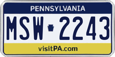 PA license plate MSW2243