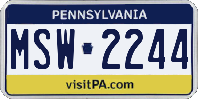 PA license plate MSW2244