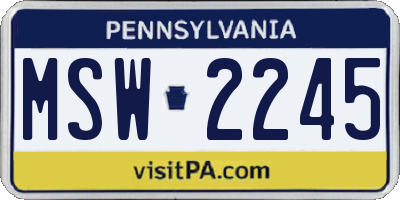 PA license plate MSW2245