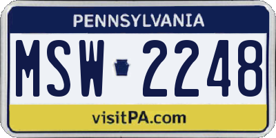 PA license plate MSW2248