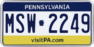 PA license plate MSW2249